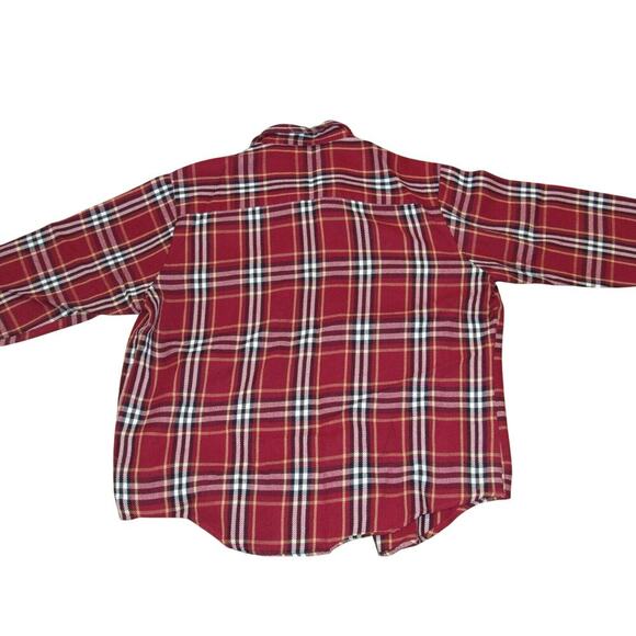 Vintage Sears Red Plaid Flannel Lightweight Button Shirt Large 16-16 1/2 - Picture 3 of 14